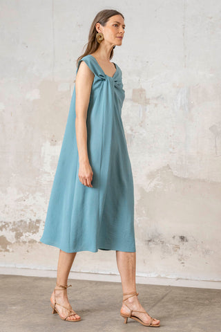 VESTIDO NUDO LATERAL VERDE AGUA