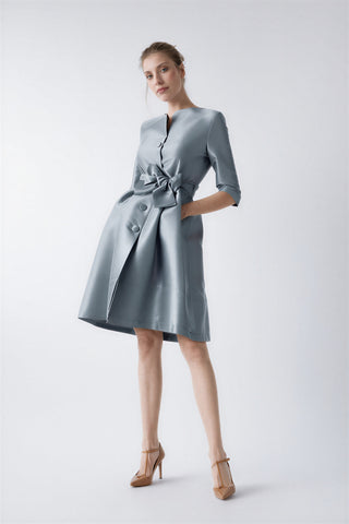 Iridescent blue Odelia trench dress