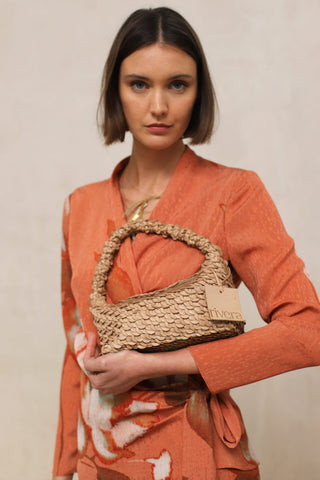 Aris beige braided bag
