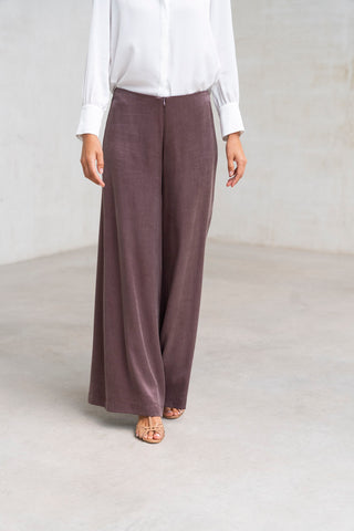 PANTALON TRAPECIO BERENJENA