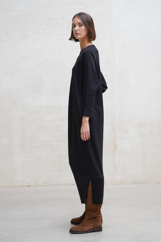 VESTIDO POSITANO GLOBO BOLSILLOS NEGRO