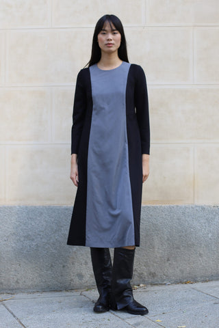 VESTIDO SIENA BICOLOR NEGRO Y GRIS