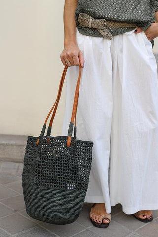 Bolso Tervan rafia verde oliva