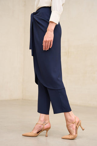 Navy Blue Cunde Trousers with Overlay Skirt