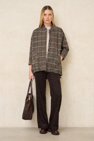 Cermora checked bomber coat