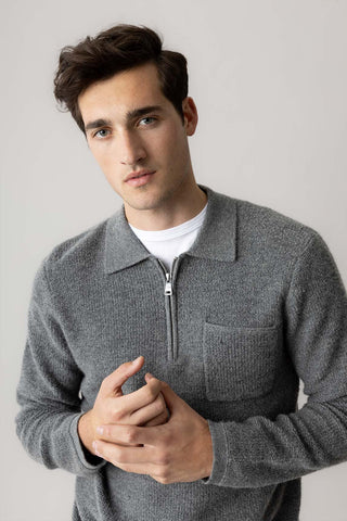 Mos Mosh Odrik dark grey knit polo shirt