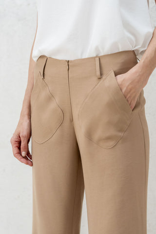 PANTALÓN RECTO BOLSILLOS BEIGE