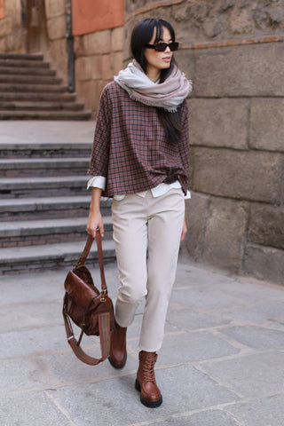 Top Verona cuadros burdeos